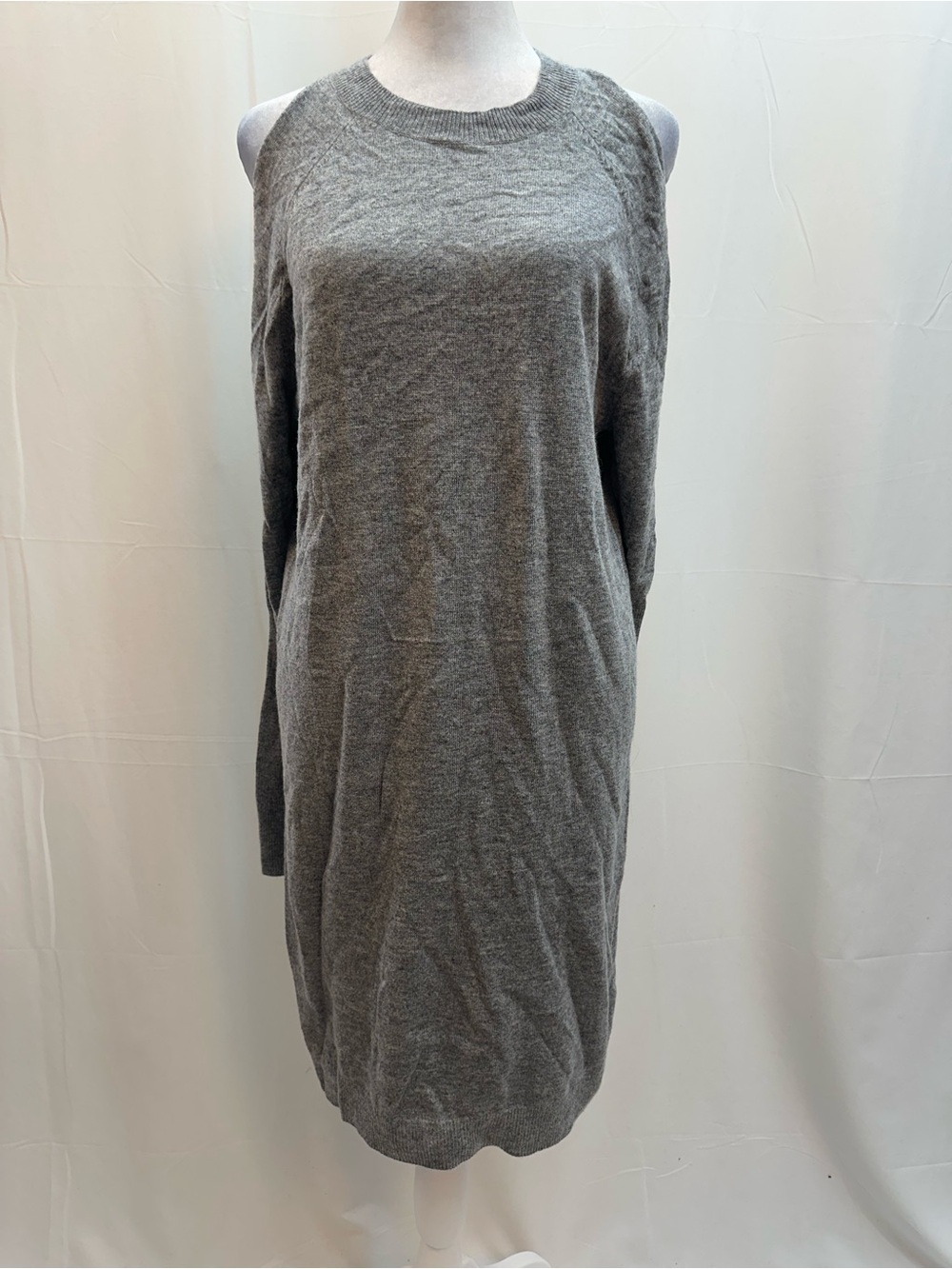 Saks Fifth Avenue Gray Cold-Shoulder Knit Dress S